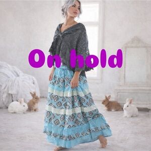 Hand Crafted Teal and Black Maxi Skirt